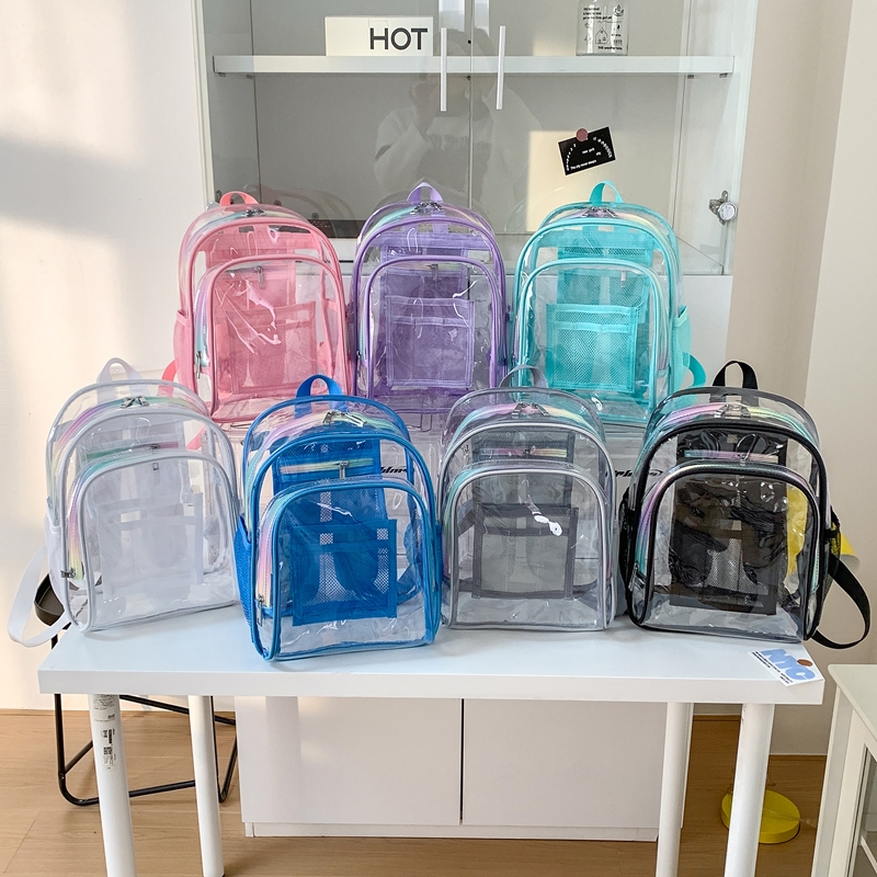 Women Bags Sale - PVC Transparent Zipper Large Capacity Backpack