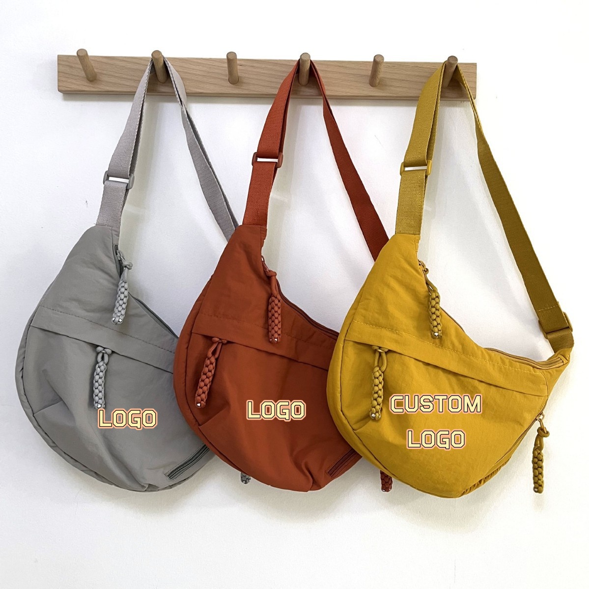 Half Moon Crescent - Custom Logo Nylon Crescent Crossbody Bag,