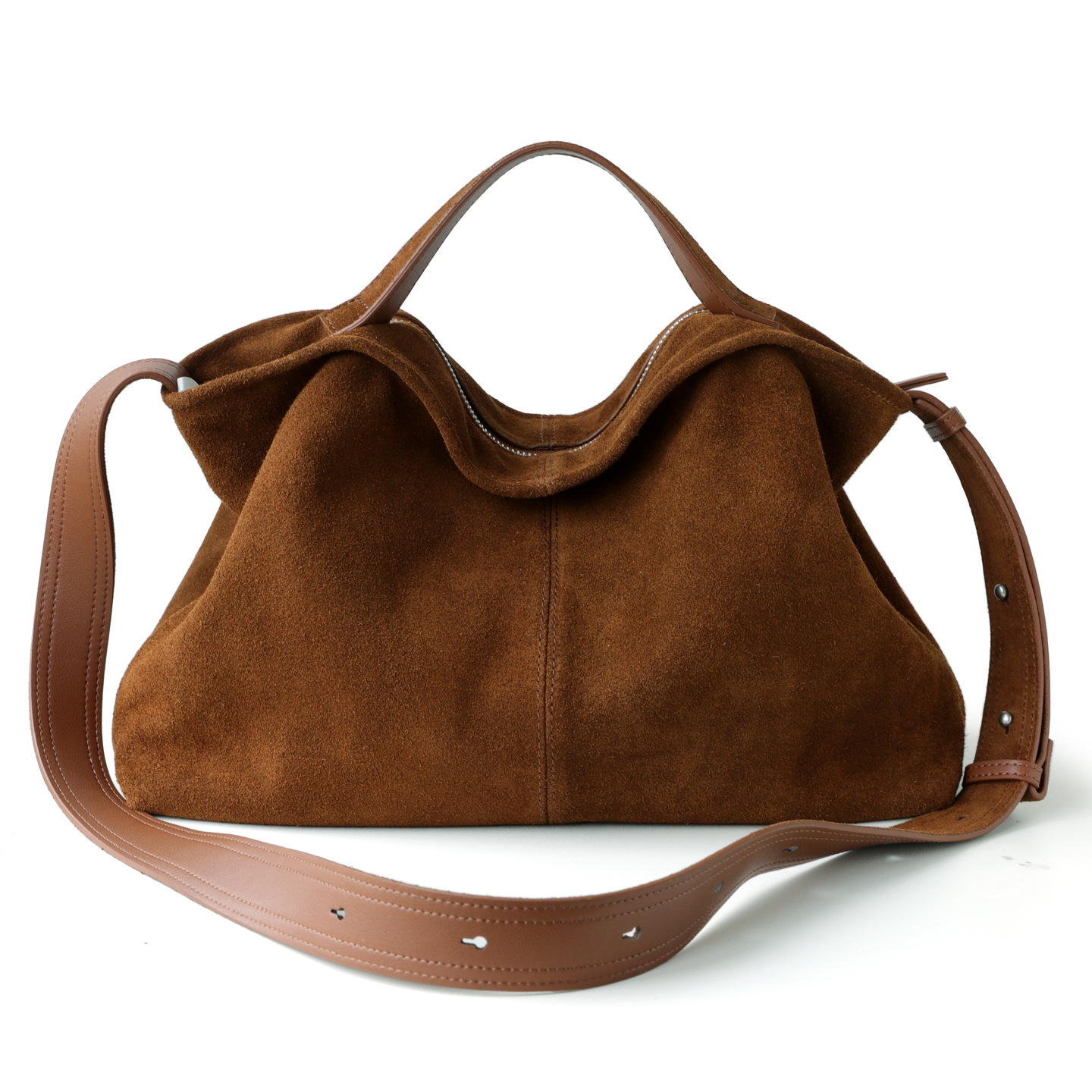 Hobo Bag Slouchy - Genuine Leather Suede Tote Bags for