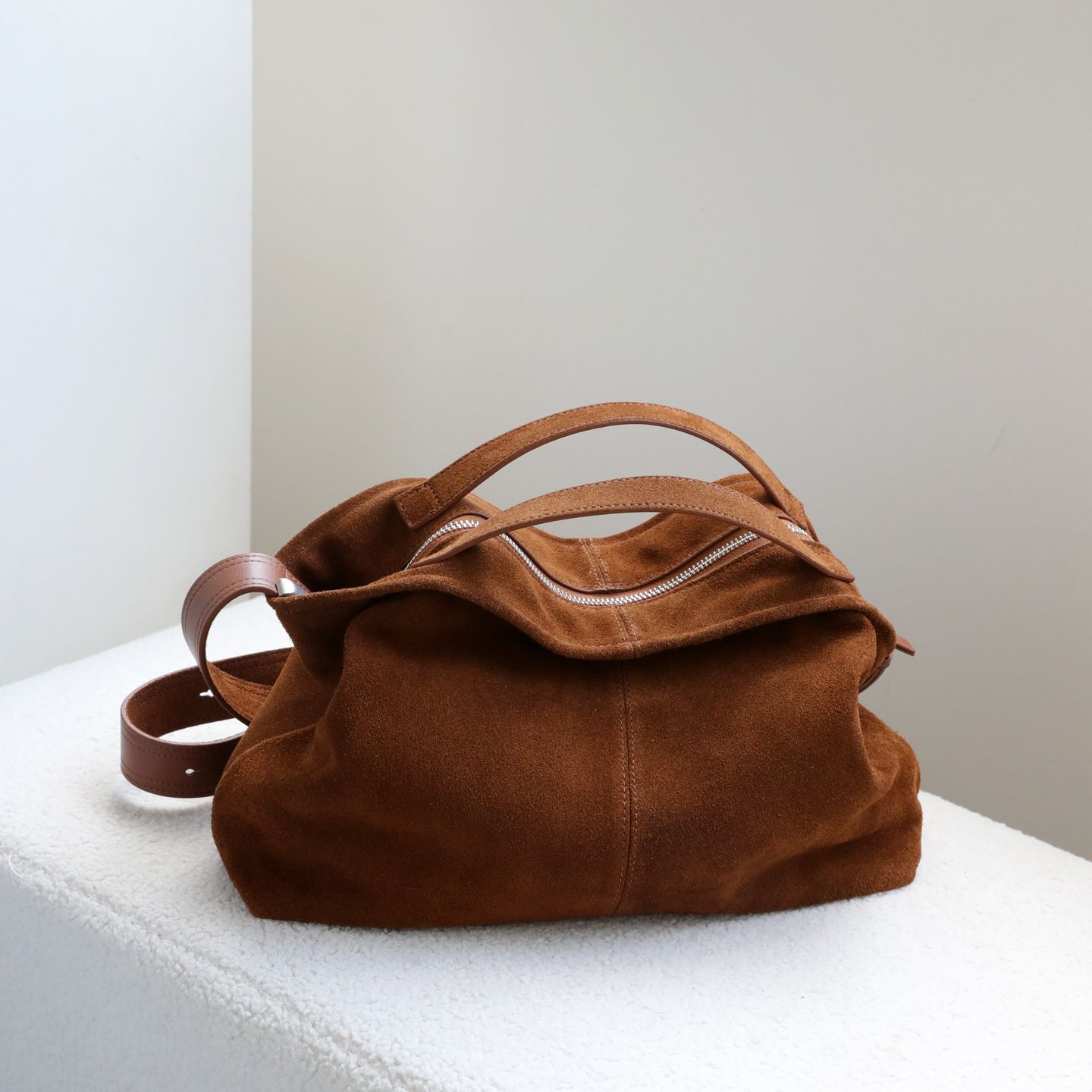 Genuine Leather Suede Tote Bag - Hobo Bag Slouchy recension och pris