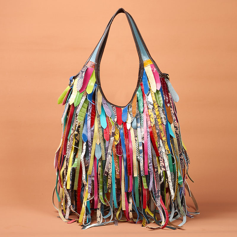 Colorful Real Sheepskin Should - Hobo Bag Slouchy recension och pris