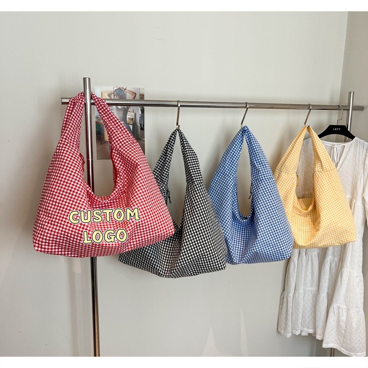 Custom Logo Pastel Gingham Slo - Hobo Bag Slouchy recension och pris