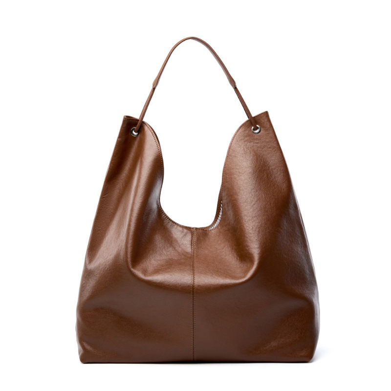 Luxury Genuine Leather Handbag - Hobo Bag Slouchy recension och pris
