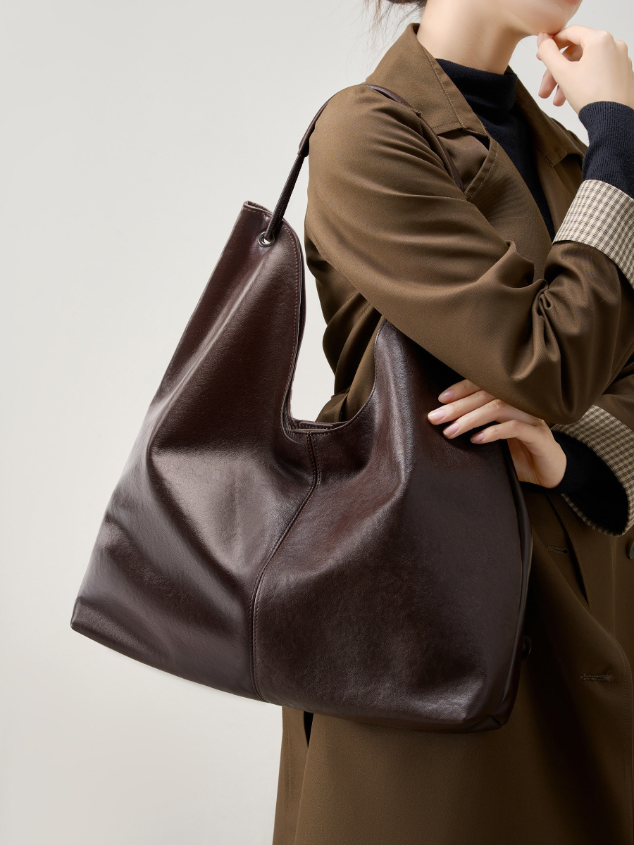 Luxury Genuine Leather Handbag - Hobo Bag Slouchy recension och pris