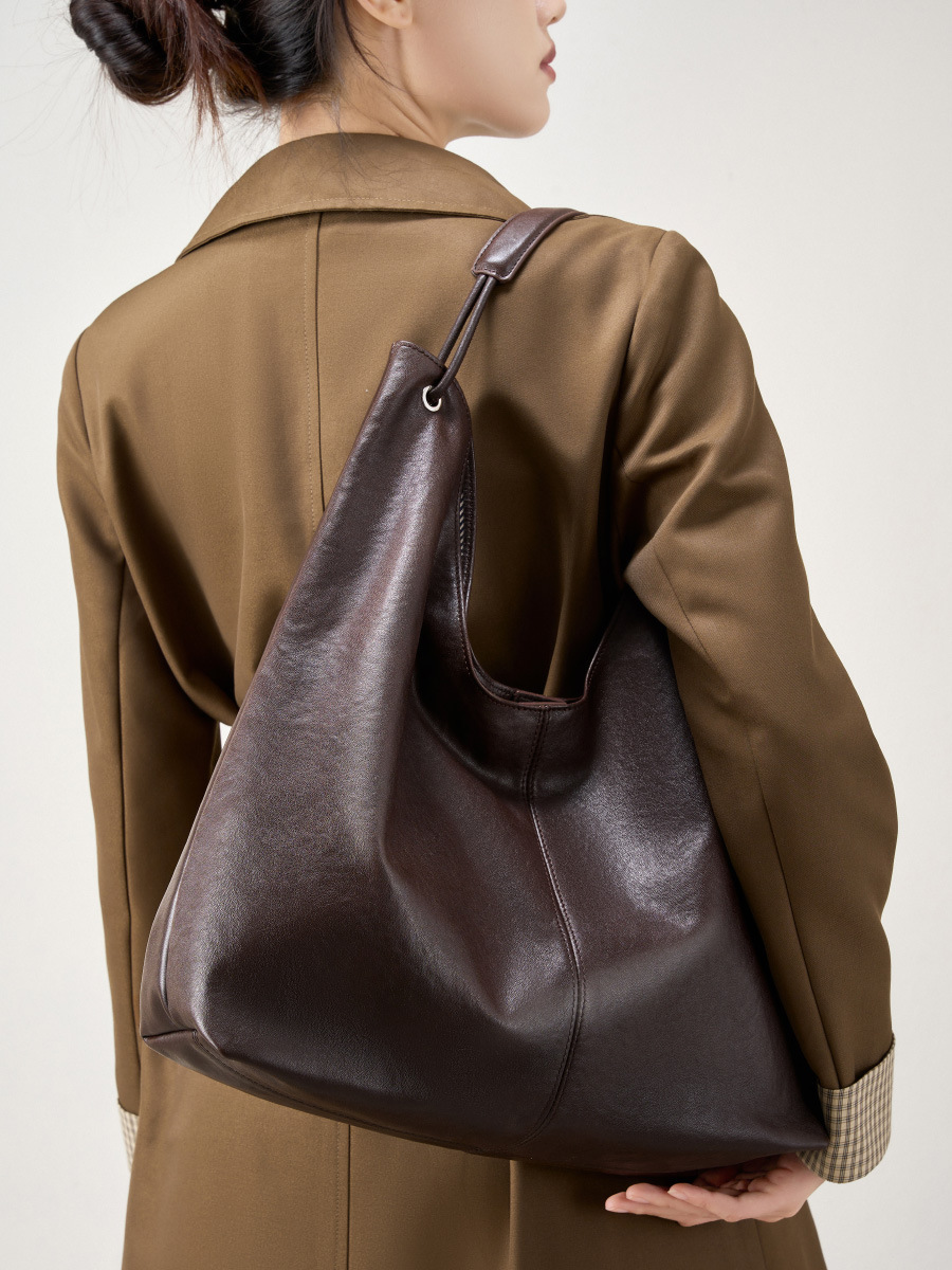 Luxury Genuine Leather Handbag - Hobo Bag Slouchy recension och pris